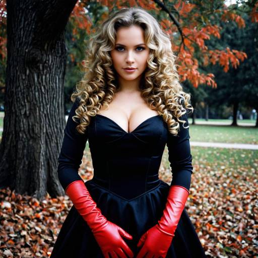 Spooky Halloween Girl in Red Gloves
