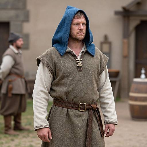 Medieval Peasant in Rustic Village