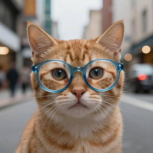 Playful Ginger Kitten with Blue Glasses