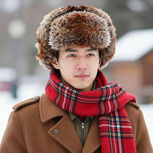 Winter Fashion: Realistic Portrait of a Man