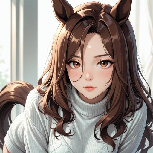 Cute Horse Girl with Ears and Tail