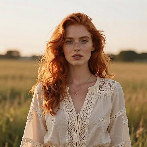 Sunlit Portrait of a Red-Haired Woman
