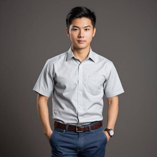 Young Asian Man in Short Sleeve Shirt