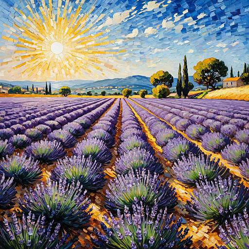 Sunlit Lavender Field in Provence