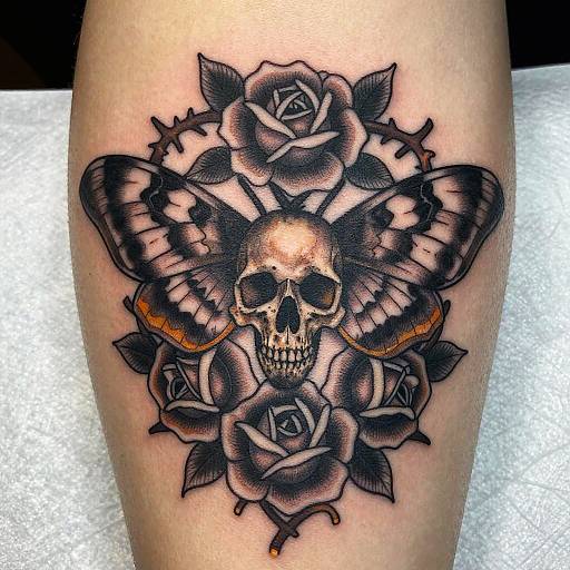 Death Skull Moth Sleeve Tattoo