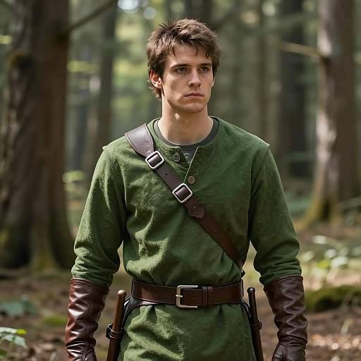 Realistic Green Link Costume in Forest