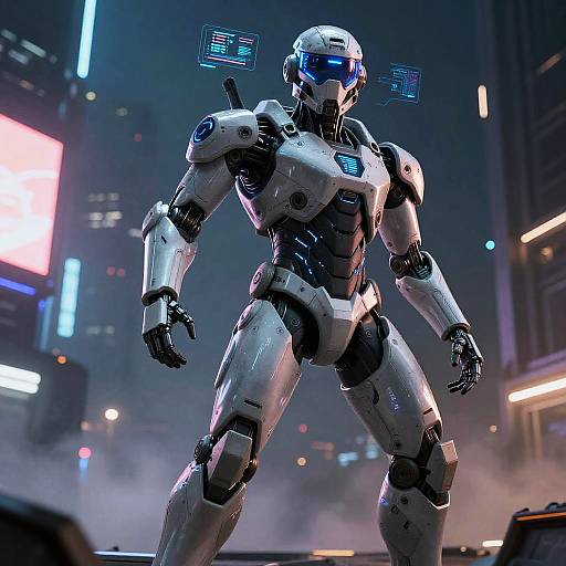 Cybernetic Warrior in Neon Dystopia