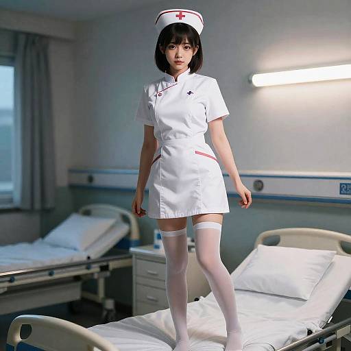 Hyper-Realistic Nurse in Hospital Bed