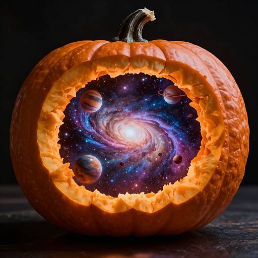 Cosmic Pumpkin with Floating Planets
