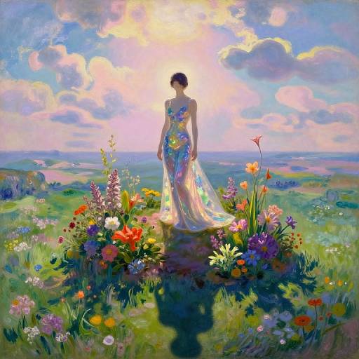 Surreal Enigmatic Woman on Vibrant Island