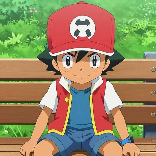 Ash Ketchum Sitting on Bench