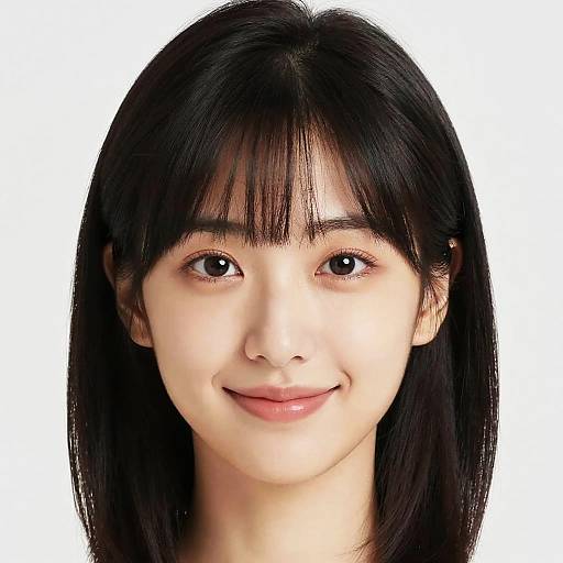 Portrait of East Asian Woman with Blunt Bangs