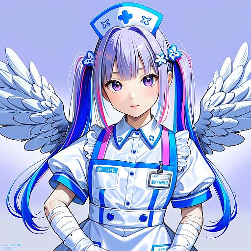 Illustration of Amane kanata (nurse), hololive in the style of Ikeda jun (mizutamari)