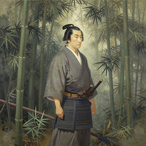 Stoic Samurai in Bamboo Forest