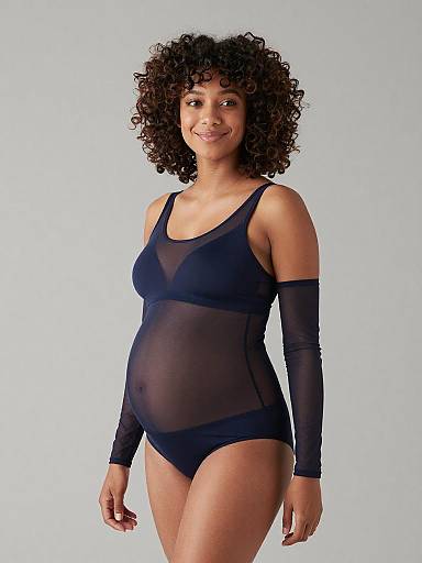 Elegant Maternity Lingerie Boudoir Portrait