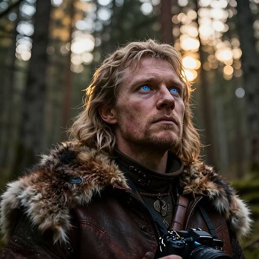 Slavic Explorer in Golden Forest Light