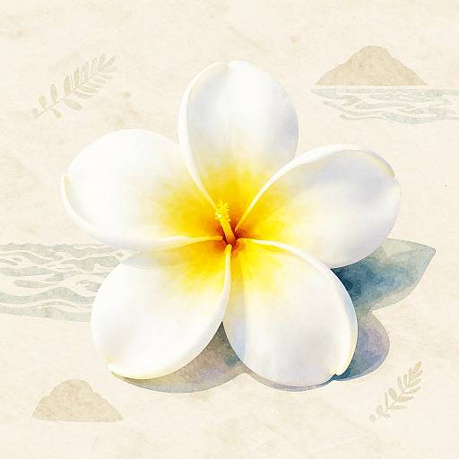 Whimsical Tiare Flower Watercolor Art