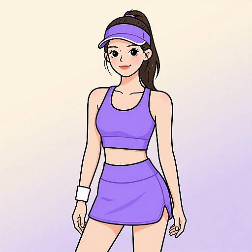 Sporty Woman in Purple Activewear