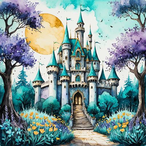Enchantress Castle Watercolor Painting