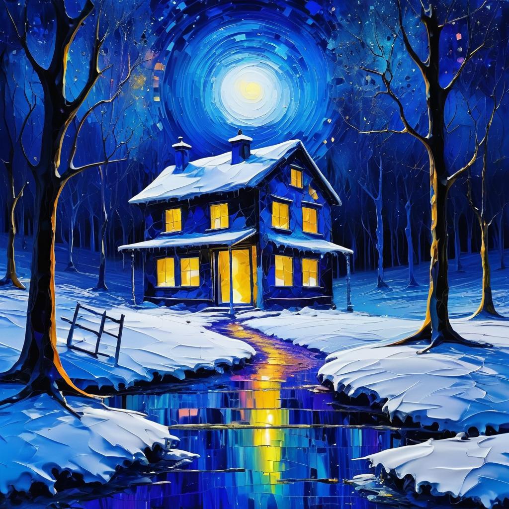 Mystical Winter Landscape with Mysterious House