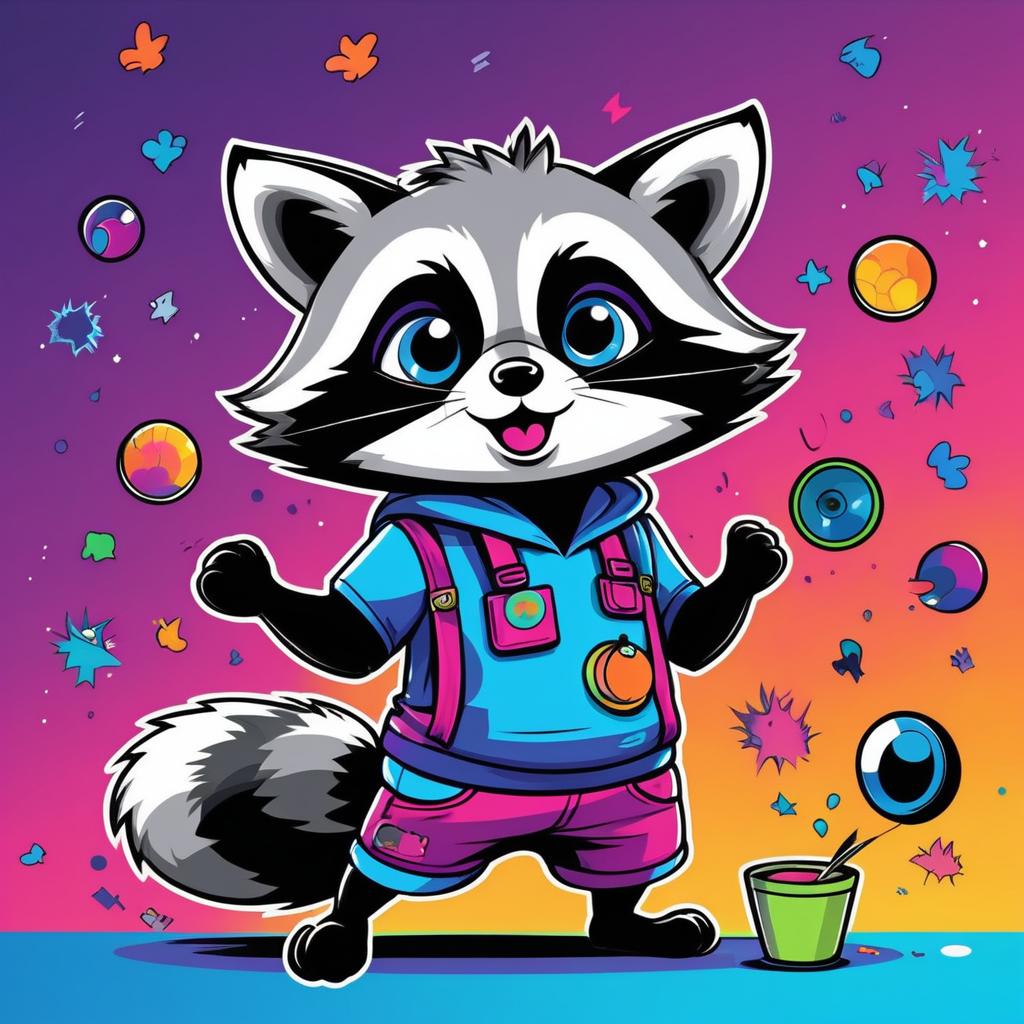 Playful Cartoon Raccoon with Cheeky Humor