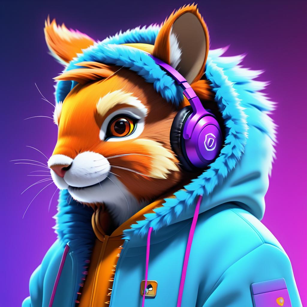 Vibrant Furry Squirrel Gamer Portrait