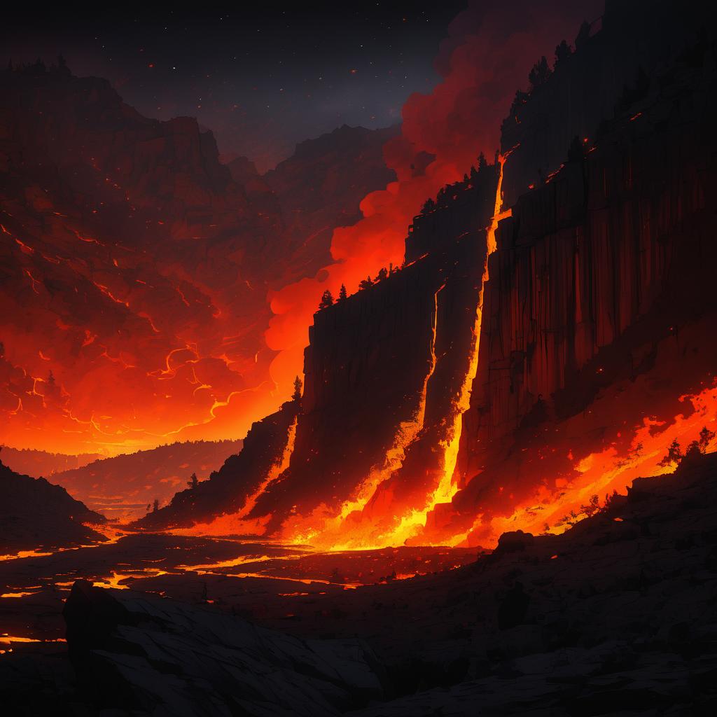 Dramatic Molten Ravine at Sunset