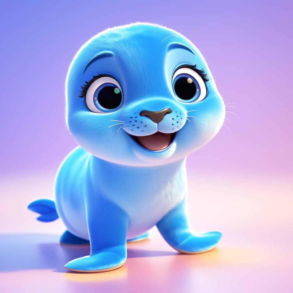 Playful Baby Seal in Pixar Style