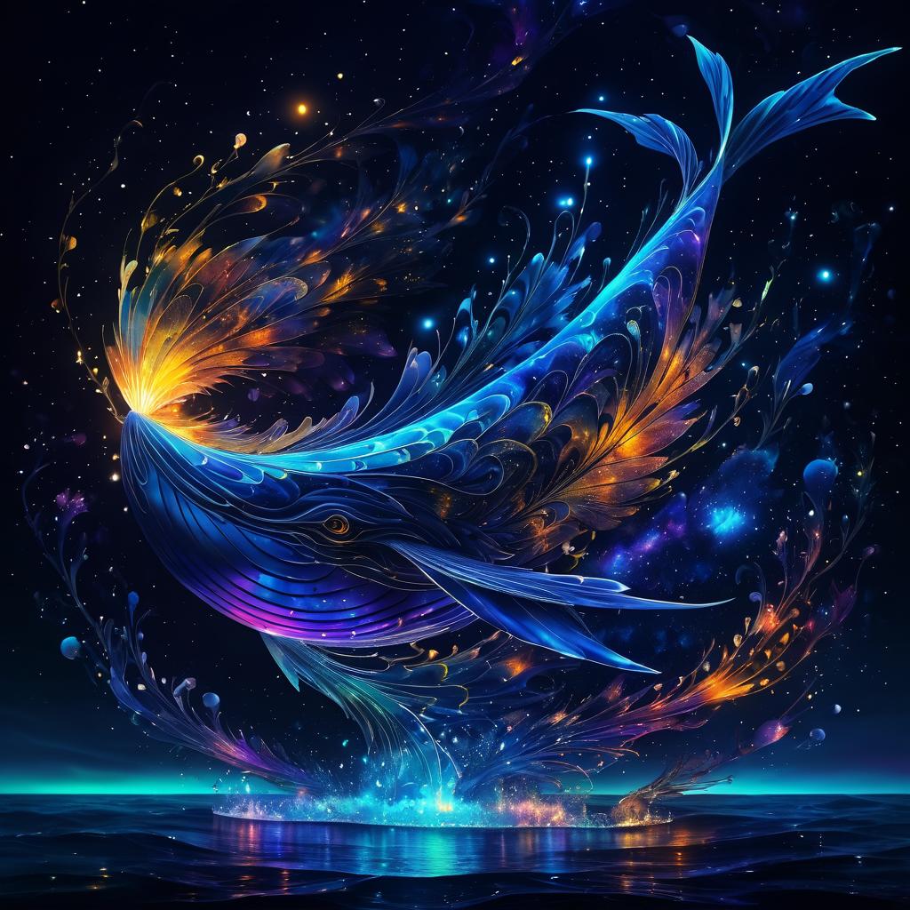 Celestial Whale in a Magical Nightscape