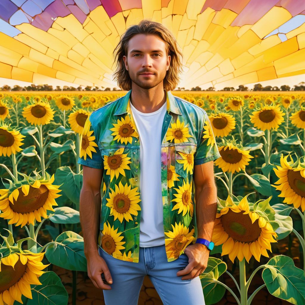 Vibrant Portrait in a Sunflower Field