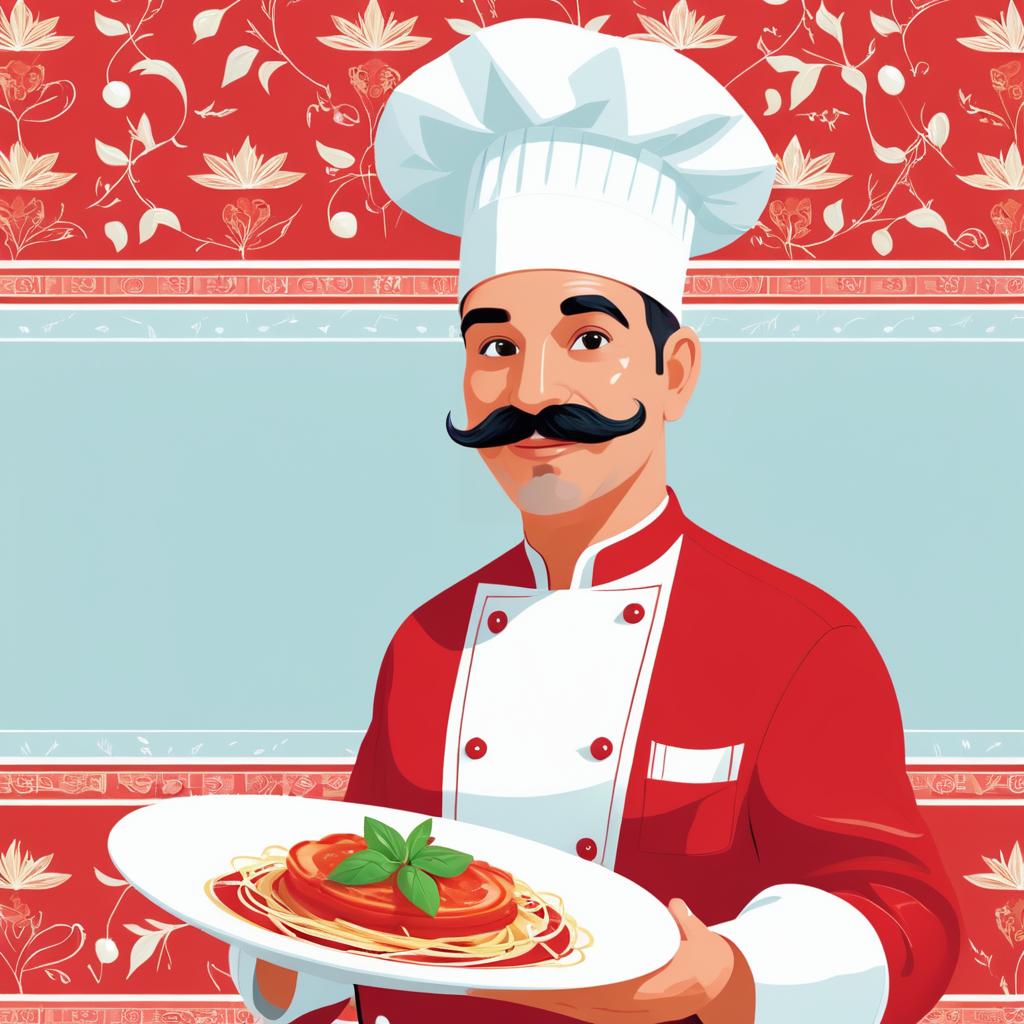 Cheerful Chef with Pasta Illustration