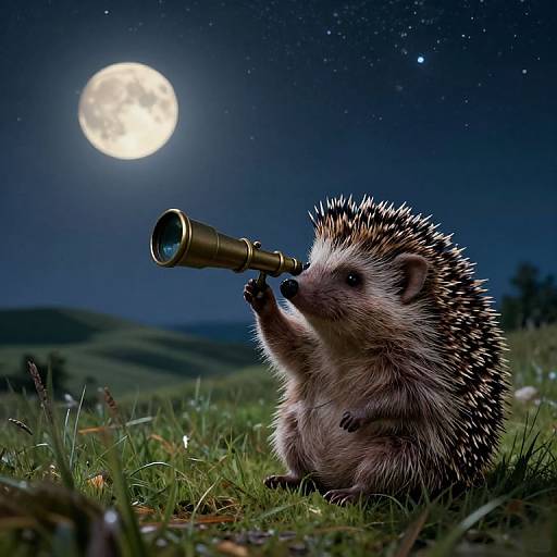 Melancholic Hedgehog Gazing at Galaxy