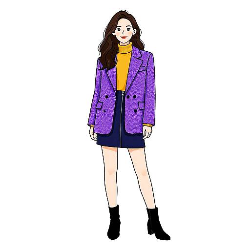 Stylish Woman in Tweed Blazer and Mini Skirt