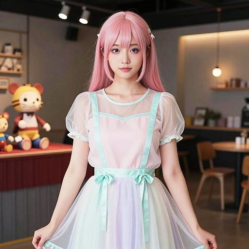 Whimsical Kawaii Woman in Urban Loft