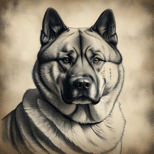 Majestic Akita Portrait in Vintage Style