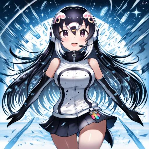 Illustration of African penguin (kemono friends), kemono friends in the style of Gia