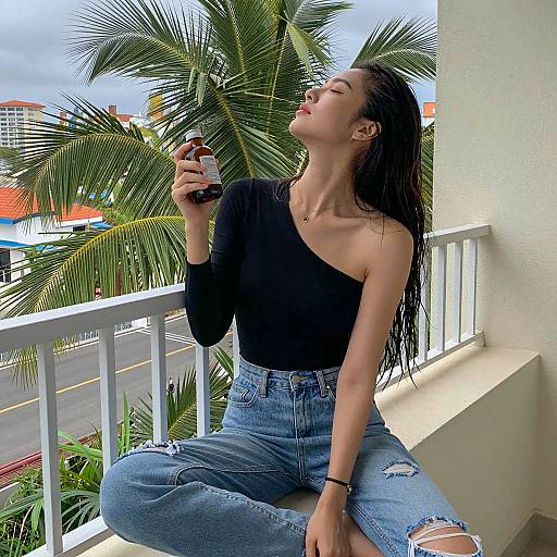 Casual Balcony Serenity with Palm Trees