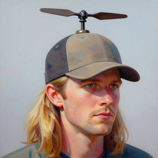 Colorful Portrait of Man with Propeller Cap