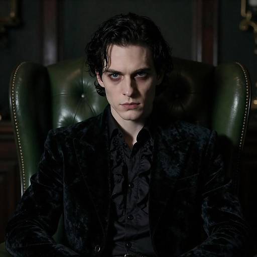 Sinister Portrait in Green Leather Chair