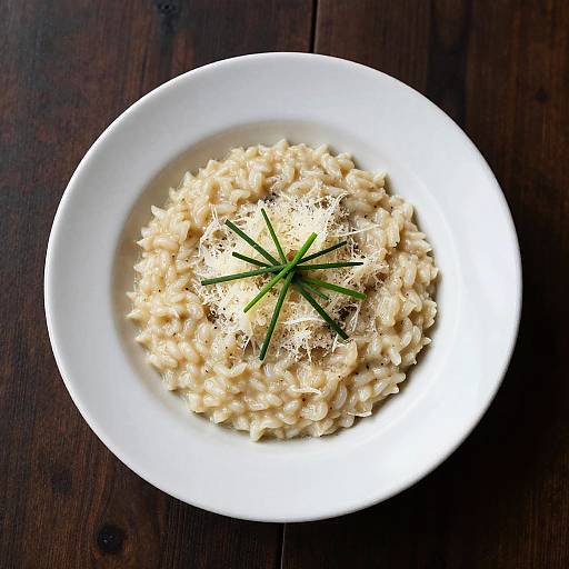 Top-Down Porcelain Bowl Risotto
