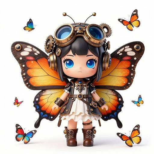 Steampunk Kawaii Butterfly Chibi Girl