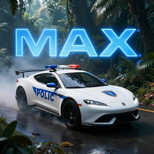 White and Blue Sci-Fi Police Cruiser