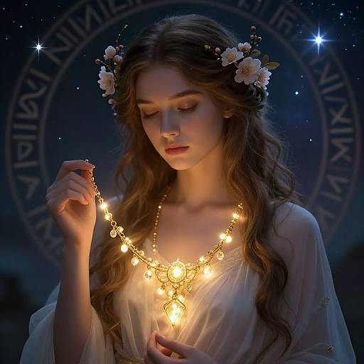 Hnoss Goddess with Golden Necklace