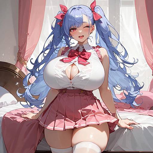 Anime Girl in Pink Bedroom