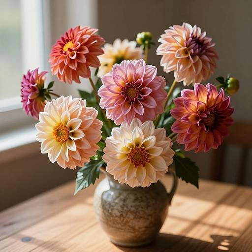 Photorealistic Dahlia Bouquet Composition