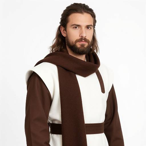 Man with Long Hair and Scarf