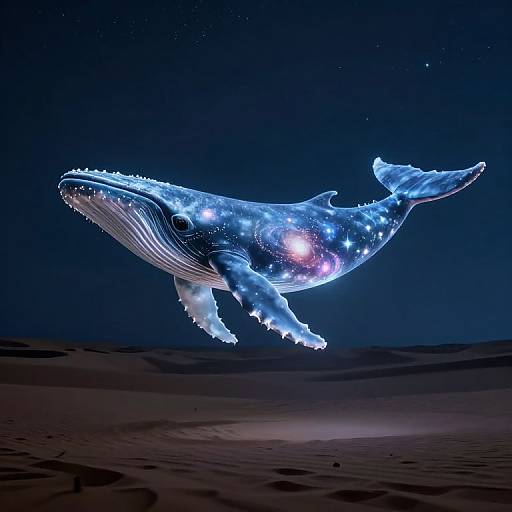 Ethereal Cosmic Whale Over Desert