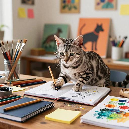 Silver Spotted Bengal Kitten Studying