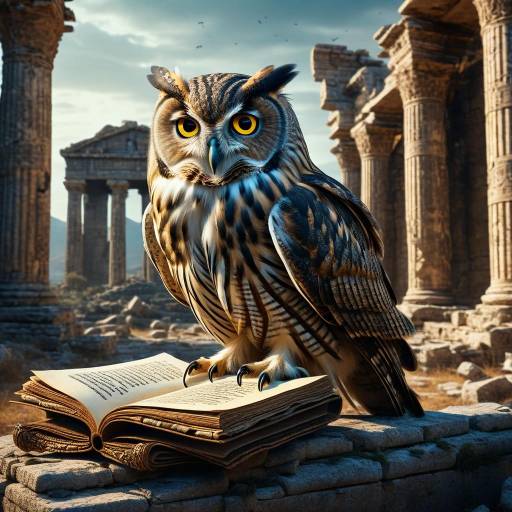 Mystical Owl and Ancient Ruin Scene Mystical Owl and Ancient Ruin Scene