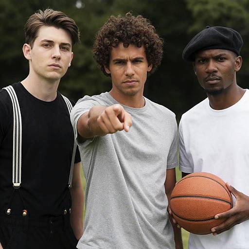 Three Men Outdoors: Focus and Expression